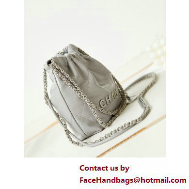 Chanel Shiny Calfskin & Silver-Tone Metal CHANEL 22 Mini Handbag AS3980 Gray Chanel Shiny Calfskin & Silver-Tone Metal CHANEL 22 Mini Handbag AS3980 Gray